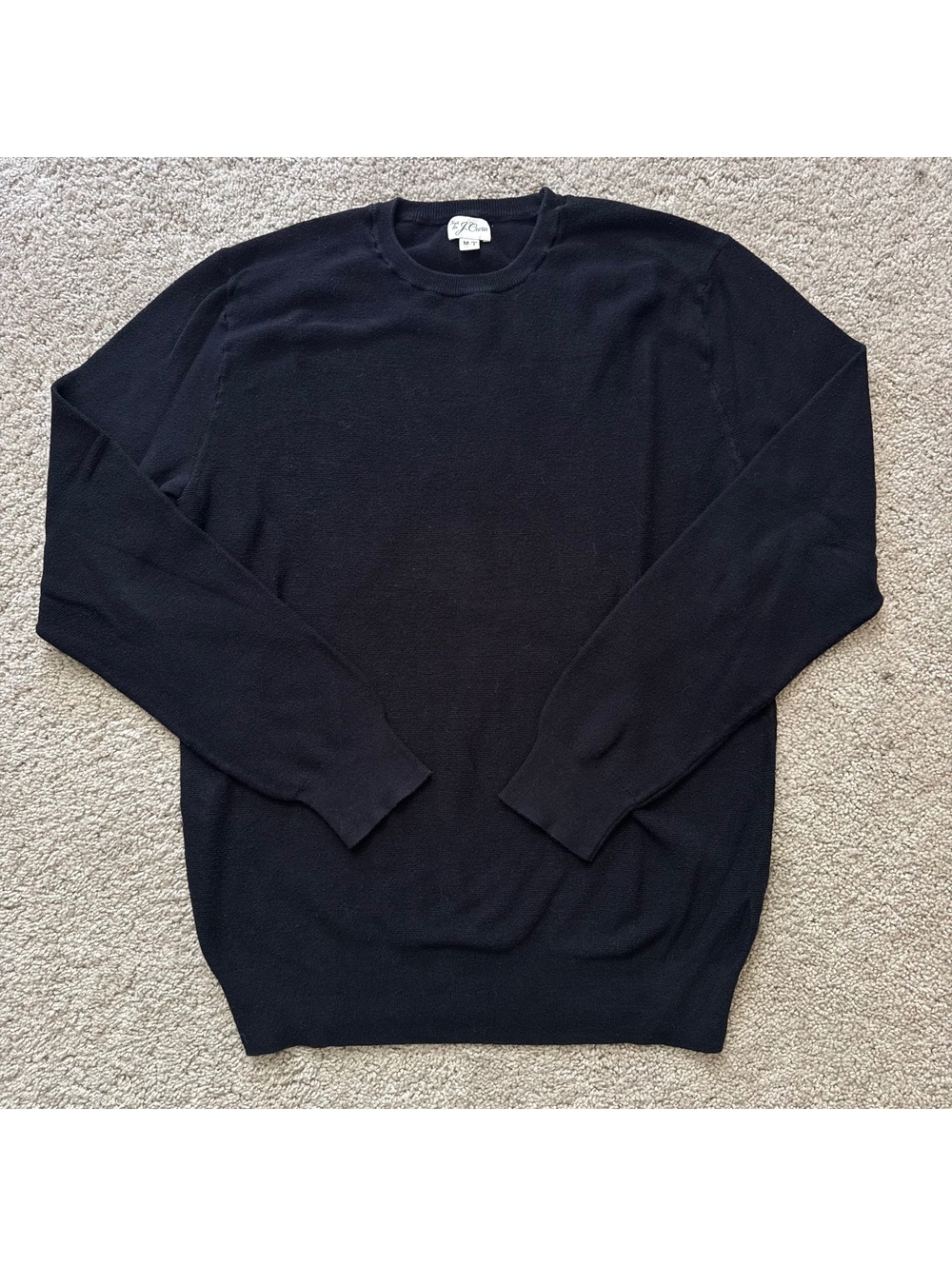 men’s J crew black crewneck sweater size M tall 100% cotton
